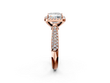 Rose gold Princess Cut Halo Pave Band Four-Prong Setting Ring_24