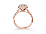 Rose gold Princess Cut Halo Pave Band Four-Prong Setting Ring_25