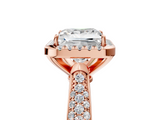 Rose gold Princess Cut Halo Pave Band Four-Prong Setting Ring_27
