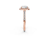 Rose gold Princess Cut Halo Pave Diamond Engagement Ring with Four-Prong Setting_5