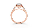 Rose gold Princess Cut Halo Pave Diamond Engagement Ring with Four-Prong Setting_6
