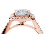 Rose gold Princess Cut Halo Pave Diamond Engagement Ring with Four-Prong Setting_7