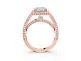 Rose gold Princess Cut Halo Pave Split Shank Prong Setting Ring_34