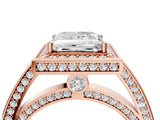 Rose gold Princess Cut Halo Pave Split Shank Prong Setting Ring_35