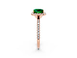 Rose gold Princess Cut Halo Round Diamond Pavé Band Four-Prong Ring_2