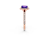Rose gold Princess Cut Halo Round Diamond Pavé Band Four-Prong Ring_2