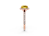 Rose gold Princess Cut Halo Round Diamond Pavé Band Four-Prong Ring_2