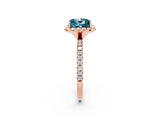Rose gold Princess Cut Halo Round Diamond Pavé Band Four-Prong Ring_2
