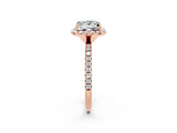 Rose gold Princess Cut Halo Round Diamond Pavé Band Four-Prong Ring_2
