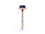 Rose gold Princess Cut Halo Round Diamond Pavé Band Four-Prong Ring_2