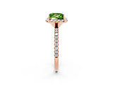 Rose gold Princess Cut Halo Round Diamond Pavé Band Four-Prong Ring_2