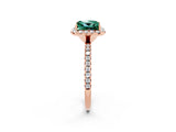 Rose gold Princess Cut Halo Round Diamond Pavé Band Four-Prong Ring_2