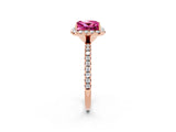 Rose gold Princess Cut Halo Round Diamond Pavé Band Four-Prong Ring_2