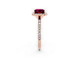 Rose gold Princess Cut Halo Round Diamond Pavé Band Four-Prong Ring_2