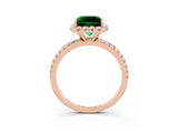 Rose gold Princess Cut Halo Round Diamond Pavé Band Four-Prong Ring_3