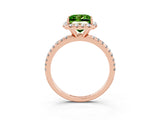 Rose gold Princess Cut Halo Round Diamond Pavé Band Four-Prong Ring_3