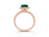 Rose gold Princess Cut Halo Round Diamond Pavé Band Four-Prong Ring_3