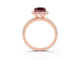 Rose gold Princess Cut Halo Round Diamond Pavé Band Four-Prong Ring_3