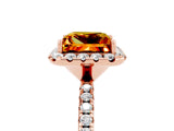 Rose gold Princess Cut Halo Round Diamond Pavé Band Four-Prong Ring_5