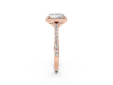 Rose gold Princess Cut Halo Round Diamond Pavé Band with Four-Prong Setting_17