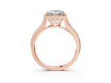 Rose gold Princess Cut Halo Round Diamond Pavé Band with Four-Prong Setting_18