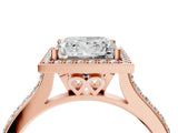 Rose gold Princess Cut Halo Round Diamond Pavé Band with Four-Prong Setting_19