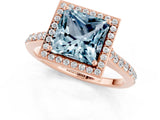 Rose gold Princess Cut Halo Round Diamond Pavé Band with Four-Prong Setting_1