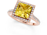 Rose gold Princess Cut Halo Round Diamond Pavé Band with Four-Prong Setting_1