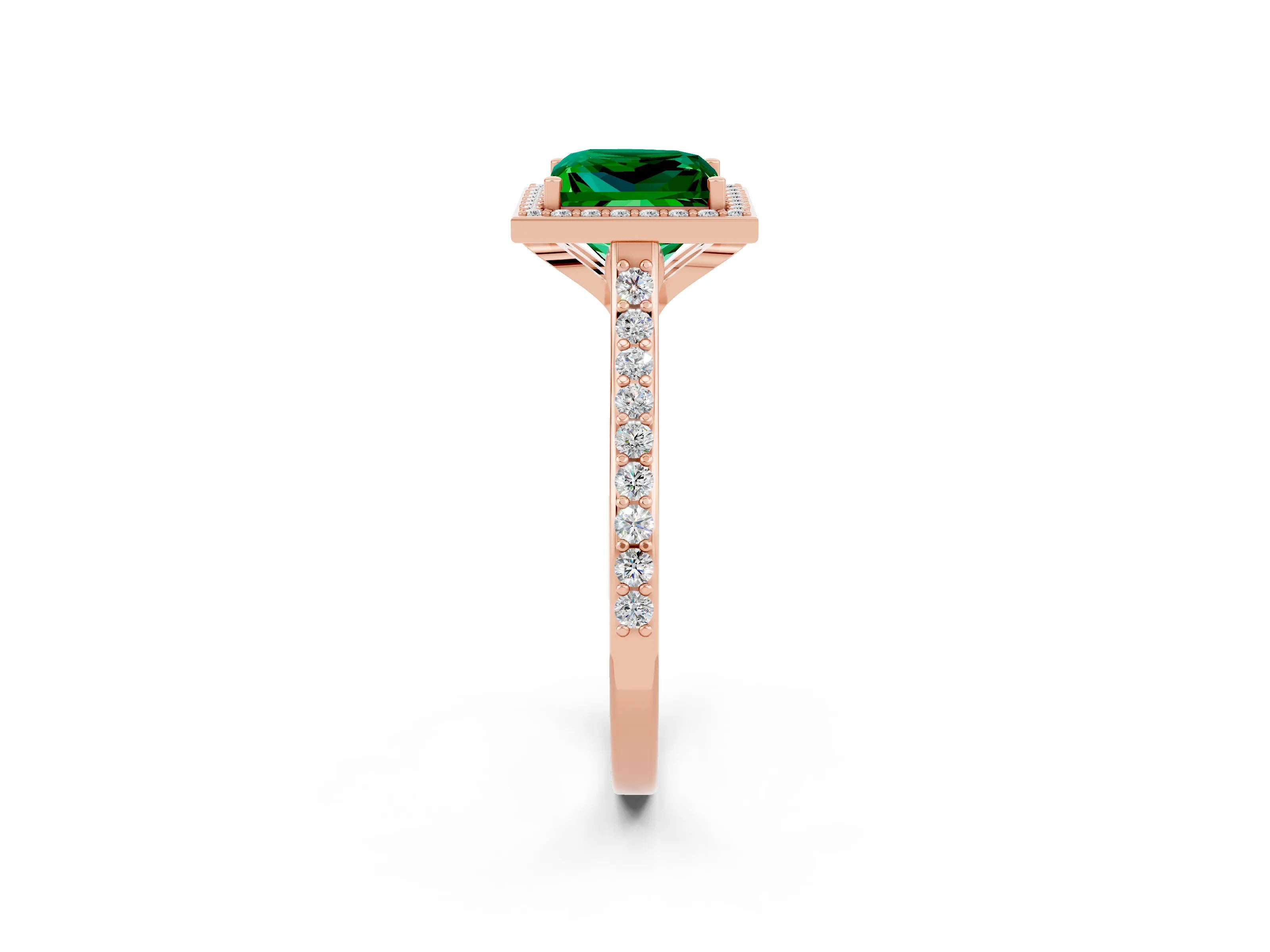 Rose gold Princess Cut Halo Round Diamond Pavé Band with Four-Prong Setting_2
