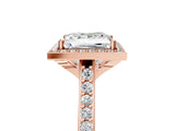 Rose gold Princess Cut Halo Round Diamond Pavé Band with Four-Prong Setting_20