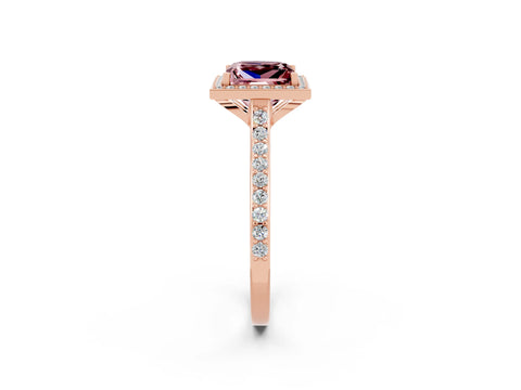 Rose gold Princess Cut Halo Round Diamond Pavé Band with Four-Prong Setting_2