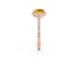 Rose gold Princess Cut Halo Round Diamond Pavé Band with Four-Prong Setting_2