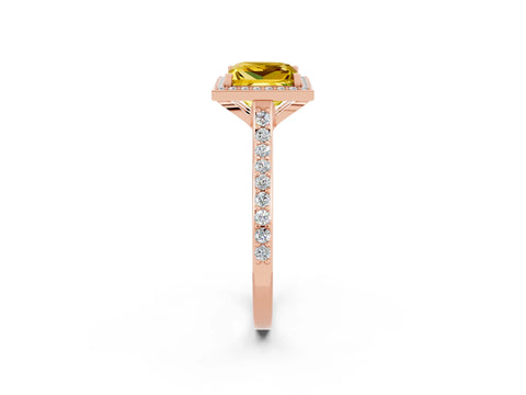 Rose gold Princess Cut Halo Round Diamond Pavé Band with Four-Prong Setting_2