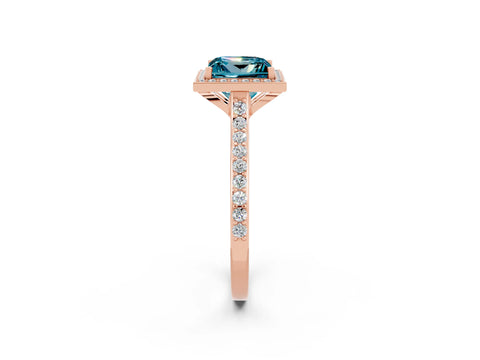 Rose gold Princess Cut Halo Round Diamond Pavé Band with Four-Prong Setting_2