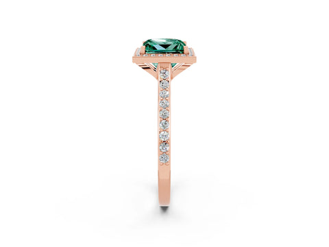 Rose gold Princess Cut Halo Round Diamond Pavé Band with Four-Prong Setting_2