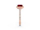 Rose gold Princess Cut Halo Round Diamond Pavé Band with Four-Prong Setting_2