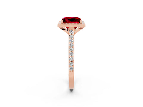 Rose gold Princess Cut Halo Round Diamond Pavé Band with Four-Prong Setting_2