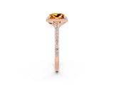 Rose gold Princess Cut Halo Round Diamond Pavé Band with Four-Prong Setting_2