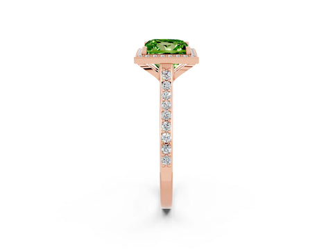 Rose gold Princess Cut Halo Round Diamond Pavé Band with Four-Prong Setting_2