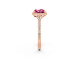 Rose gold Princess Cut Halo Round Diamond Pavé Band with Four-Prong Setting_2