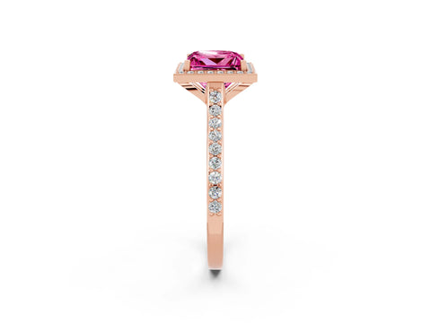 Rose gold Princess Cut Halo Round Diamond Pavé Band with Four-Prong Setting_2