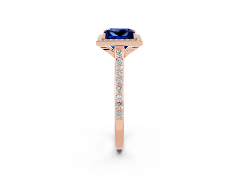 Rose gold Princess Cut Halo Round Diamond Pavé Band with Four-Prong Setting_2