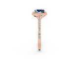 Rose gold Princess Cut Halo Round Diamond Pavé Band with Four-Prong Setting_2