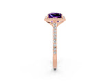Rose gold Princess Cut Halo Round Diamond Pavé Band with Four-Prong Setting_2