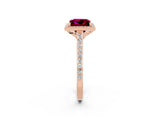 Rose gold Princess Cut Halo Round Diamond Pavé Band with Four-Prong Setting_2