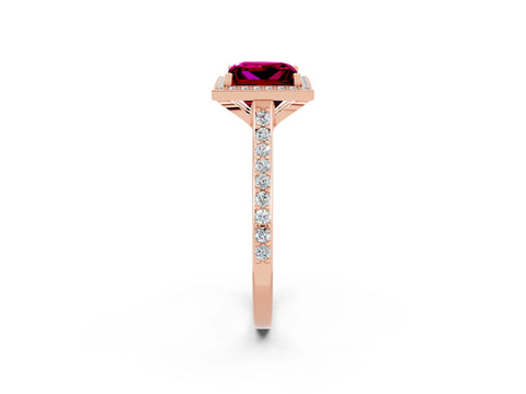 Rose gold Princess Cut Halo Round Diamond Pavé Band with Four-Prong Setting_2