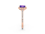 Rose gold Princess Cut Halo Round Diamond Pavé Band with Four-Prong Setting_2