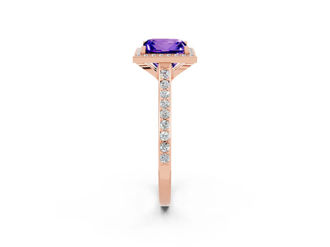 Rose gold Princess Cut Halo Round Diamond Pavé Band with Four-Prong Setting_2