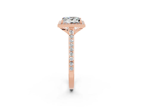 Rose gold Princess Cut Halo Round Diamond Pavé Band with Four-Prong Setting_2