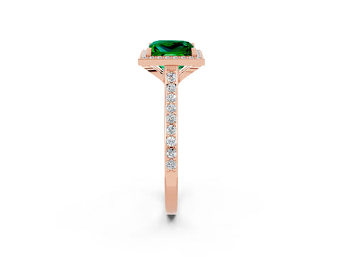 Rose gold Princess Cut Halo Round Diamond Pavé Band with Four-Prong Setting_2